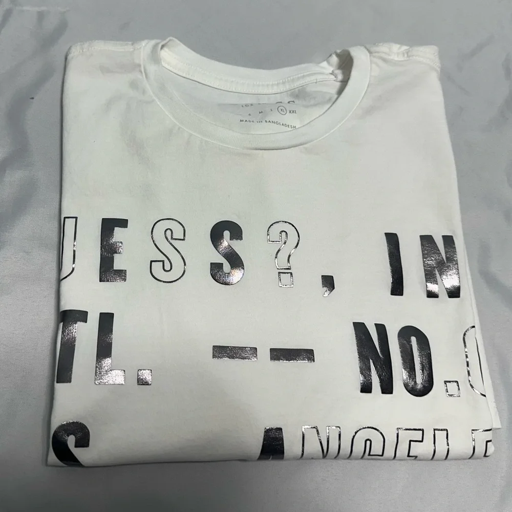 Guess White Tee with Metallic City Print - Picture 5 of 5